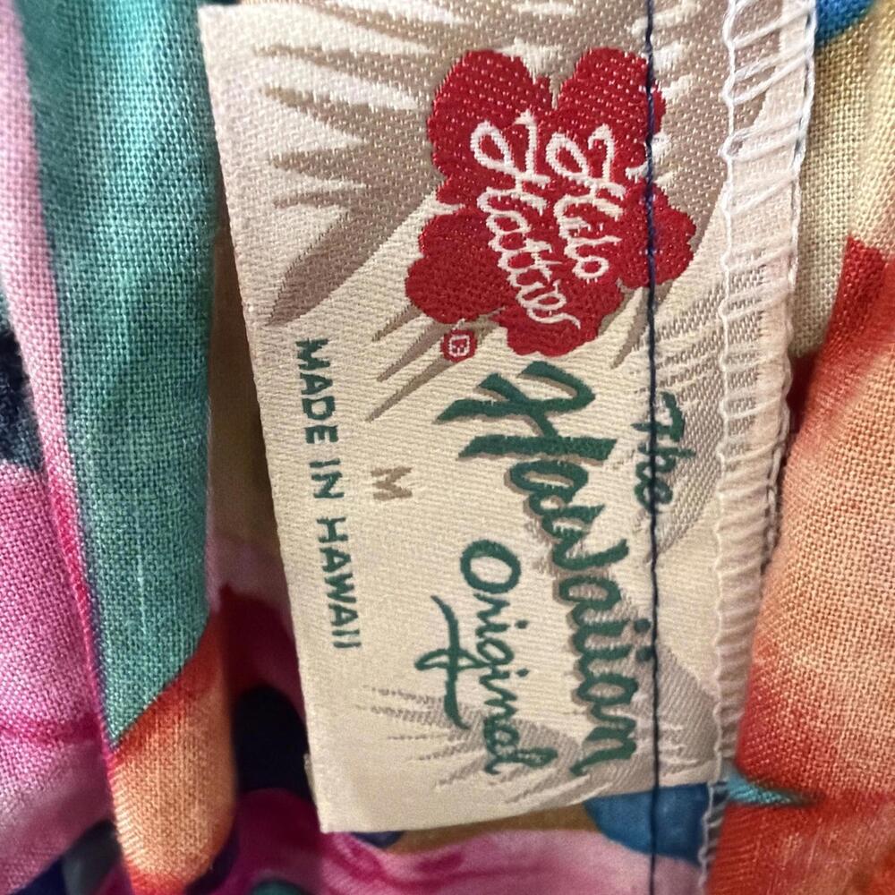 Hilo Hattie Hawaiian Dress Sz M Colorful Floral Ruffle Hem Pocket Tropical VTG - Picture 2 of 7